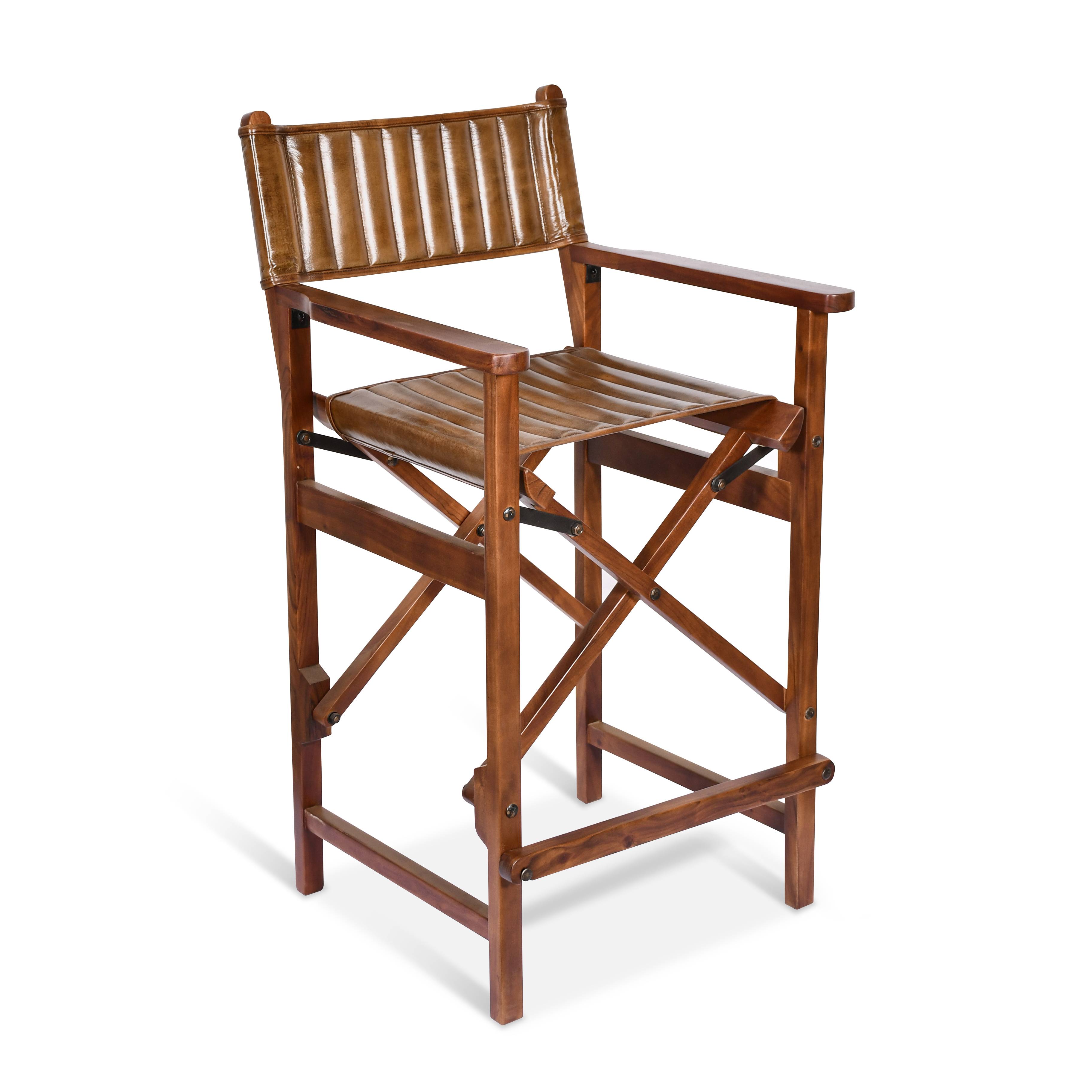 Genuine Leather Folding Bar Stool